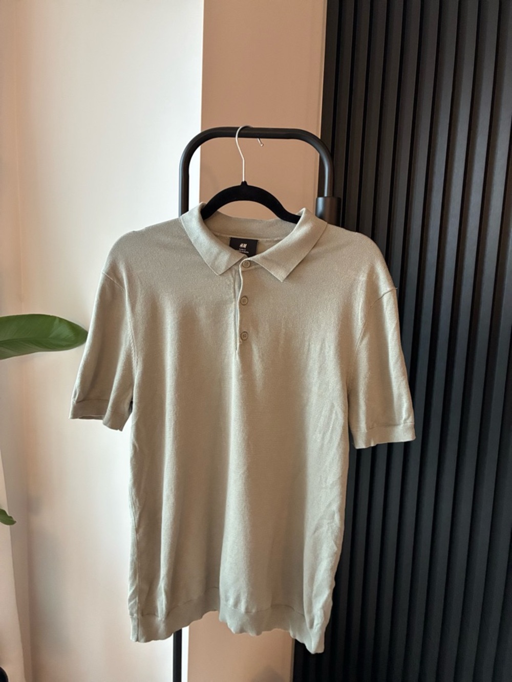 H&M Men's Light Sage Green Polo